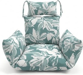 Scaun suspendat alb KOKON fara suport, perna verde-alb