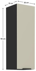 Dulap de bucătărie superior Arikona 30 G 90 1F (cașmir + negru). 1097064