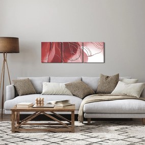 Tablou - Floare abstractă roșie N⁰1 (cu ceas) (90x30 cm)