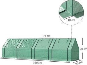 Outsunny Mini Seră Portable Tunel pentru Creșterea Plantelor și Florilor cu Uși Rulabile cu Fermoar, Verde | Aosom Romania