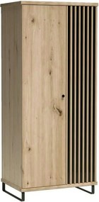 Dulap CALIA C1, stejar artisan/negru, PAL laminat, cu 2 usi, 86x58x191