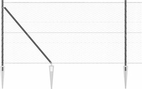 vidaXL Stâlp de gard. Gri 25 x 1,4 m (plasă de 36 mm) Oțel și PVC