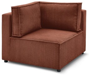 Modul pentru canapea modulară cărămiziu cu tapițerie din catifea reiată (cu colț variabil) Nihad modular – Bobochic Paris