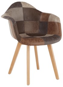 Fotoliu tapiterie piele ecologica patchwork picioare fag terst 64x60x83 cm