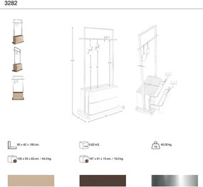 Suport pentru haine bara cu inele si sertare Coat Rack