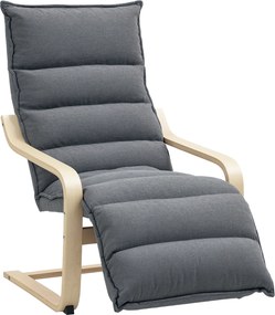 HOMCOM Fotoliu Ergonomic Lemn și Catifea Suport pentru Picioare Reglabil Gri Închis | Aosom Romania