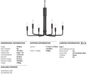 Candelabru design minimalist BRIGITTE bronz antichizat, cu 6 surse de lumina