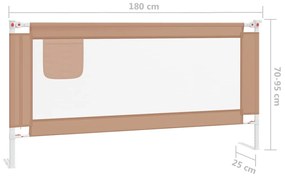 Balustrada de protectie pat copii, gri taupe, 180x25 cm, textil 1, Gri taupe, 180 x 25 cm