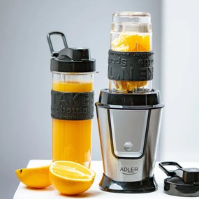 Blender Adler AD 4081, 800W, 2 pahare/sticle 400/570 ml, 20 000 rpm, 4 lame din otel inoxidabil, Zdrobire gheata, Fara BPA, Negru