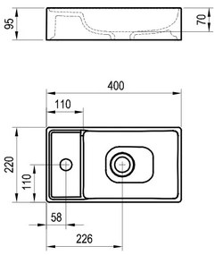 Ravak XJX01240000 - Lavoar pentru montare pe blat VEDA SLIM, 40 x 22 cm, ceramică/alb