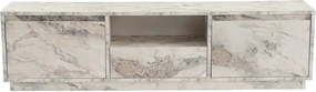 Comoda TV VANGUARD, alb cu efect de marmura, PAL, 160x30x42 cm