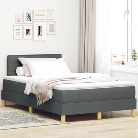 vidaXL Pat cu arcuri cu saltea Gri închis 120x200 cm Țesătură