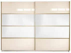 Gold Dulap 2800 Crem cu usi MDF Lucios si Oglinda + 1 Comoda