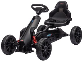 HOMCOM kart cu pedale pentru copii, scaun reglabil 4 poziții, roți EVA, 100 x 58 x 58,5 cm, negru | Aosom Romania