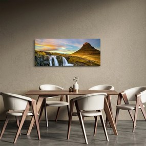 Tablou cu munții și cascade pe Islanda (120x50 cm)