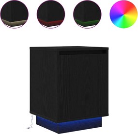 vidaXL Noptiere cu lumini LED 2 buc Negru 38x34x50 cm