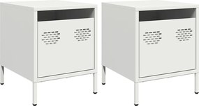 vidaXL Noptiere, 2 buc., alb, 35x39x43,5 cm, oțel