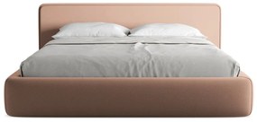 Pat matrimonial roz deschis tapițat cu spațiu de depozitare cu somieră 180x200 cm Kiana – Makamii