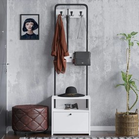 Cuier cu raft pentru pantofi Quinn White and Black