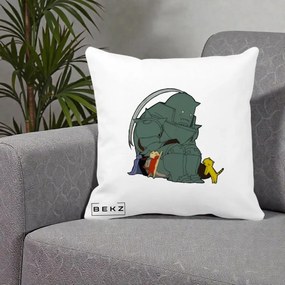 Perna Personalizata Fullmetal Alchemist Alphonse cu Pisici, 40x40 cm, Alba Mata, Husa Detasabila, Perna Inclusa, BEKZ®