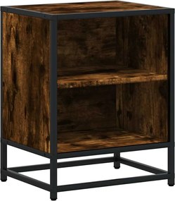 vidaXL Noptiera stejar afumat 40x31x50 cm lemn prelucrat si metal