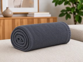 Patura fleece FLEORA, gri inchis mov Dimensiune: 180 x 200 cm