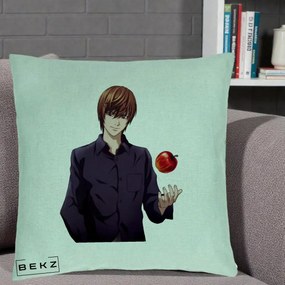 Perna Personalizata Death Note Light Yagami cu Mar, 40x40 cm, Verde Menta, Husa Detasabila, Perna Inclusa, BEKZ®