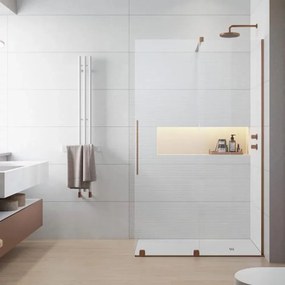 Paravan de dus tip Walk-in Radaway Furo cupru periat-transparent 130 cm sticla securizata 8 mm dreapta