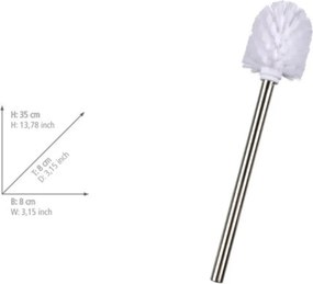 Perie WC cu mâner din oțel inoxidabil Wenko, alb