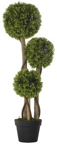 HOMCOM Plante Artificiale Decorative Buxus, Planță Sferică în Ghiveci, Plante Artificiale pentru Decor de Interior și Exterior, 90cm | Aosom Romania