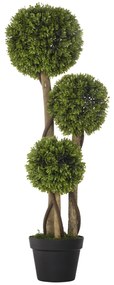 HOMCOM Plante artificiale decorative buxus taiat sferic in ghiveci, plante artificiale pentru decor de interior si exterior, 90 cm | AOSOM RO