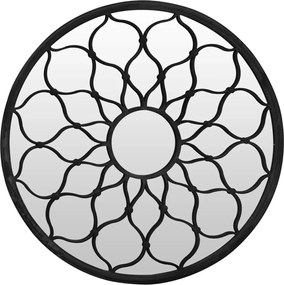 vidaXL Oglindă de grădină rotundă, negru, 40x3 cm, fier, uz exterior