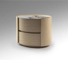 Noptiera ovala cu 2 sertare Enoc stejar deschis