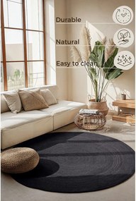 Covor negru reversibil/țesut manual rotund din iută ø 140 cm Braided – Hanse Home