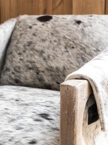Fotoliu din piele naturală de vaca si structura din lemn de mango, 68×83×72 cm, „Rochebrune"