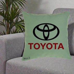 Perna Personalizata cu emblema Toyota, 40x40 cm, Verde, Husa Detasabila, Perna Inclusa, BEKZ®