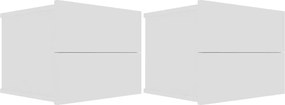 vidaXL Noptiere, 2 buc., alb, 40x30x30 cm, lemn prelucrat