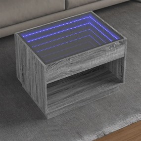 vidaXL Măsuță de cafea cu LED infinity, gri sonoma, 70x50x50 cm