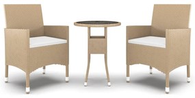 3058460 vidaXL Set mobilier de grădină, 3 piese, bej, poliratan