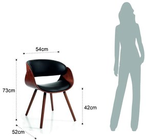 Scaun de sufragerie negru/maro închis cu cotiere tapițat Visby Evo – Tomasucci