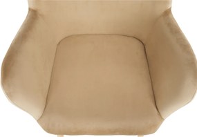 Fotoliu cu taburet, material de catifea bej/fag, LAGER NEW