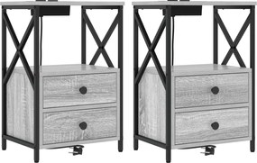 vidaXL Dulap de noapte 2 pcs Gri Sonoma 40 x 31 x 60 cm Lemn compozit