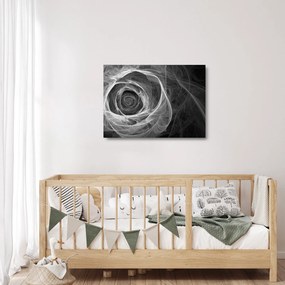 Tablou pe sticlă - Abstract trandafir negru și alb (70x50 cm)