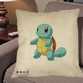 Perna Personalizata Squirtle Pokemon, 40x40 cm, Crem, Husa Detasabila, Perna Inclusa, BEKZ®