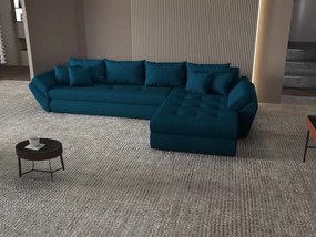 Colțar extensibil dumonde cu ladă de depozitare si sezut confortabil din spuma high-density, Loana XL Enjoy Petrol II 335x185 cm