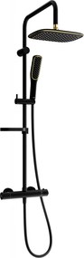 Mexen KX49 set de duș de suprafață cu pară de ploaie și baterie termostatică, negru/auriu - 771504991-75