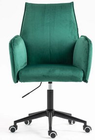 HR280K Scaun Verde din Catifea cu Bază Neagră