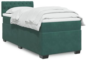 vidaXL Pat continental cu saltea, verde închis, 80x200 cm, catifea