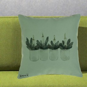 Perna Decorativa Lumanari Advent in Borcane, 40x40 cm, Verde, Husa Detasabila, Perna Inclusa, BEKZ®
