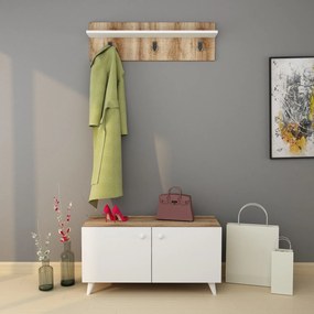 Set mobilier pentru hol Gardi (Stejar + Alb). 1072691